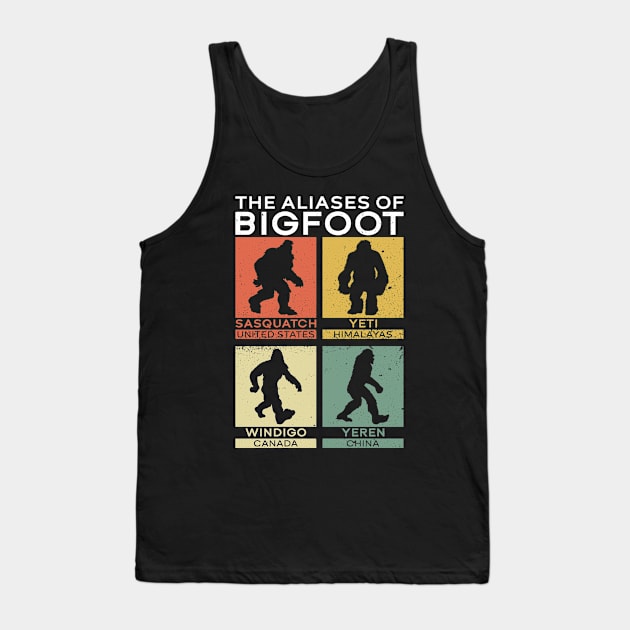 The Aliases Of Bigfoot - Bigfoot Sasquatch Yeti Tank Top by Anassein.os